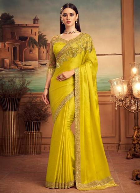 Yellow Colour TFH SILVER SCREEN 15th EDITION Fancy Heavy Party Wear Mix Silk Stylish Designer Saree Collection 25008
